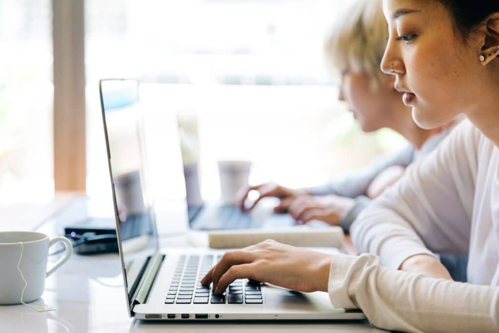 Students learning computer science